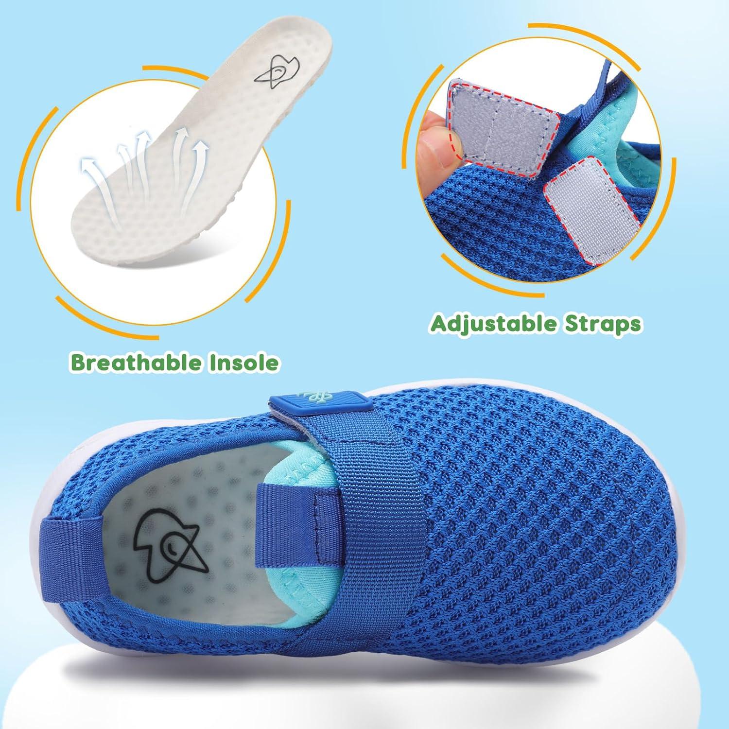 imageLeIsfIt Boys Girls Tennis Shoes Kids Lightweight Slip on Shoes Breathable Athletic Running Sneakers for Toddler Little Big KidBlue