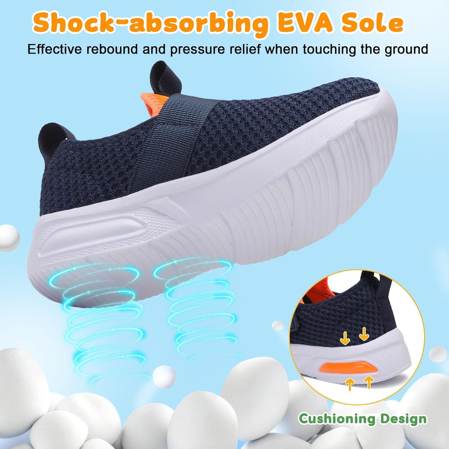 imageLeIsfIt Boys Girls Tennis Shoes Kids Lightweight Slip on Shoes Breathable Athletic Running Sneakers for Toddler Little Big KidNavy