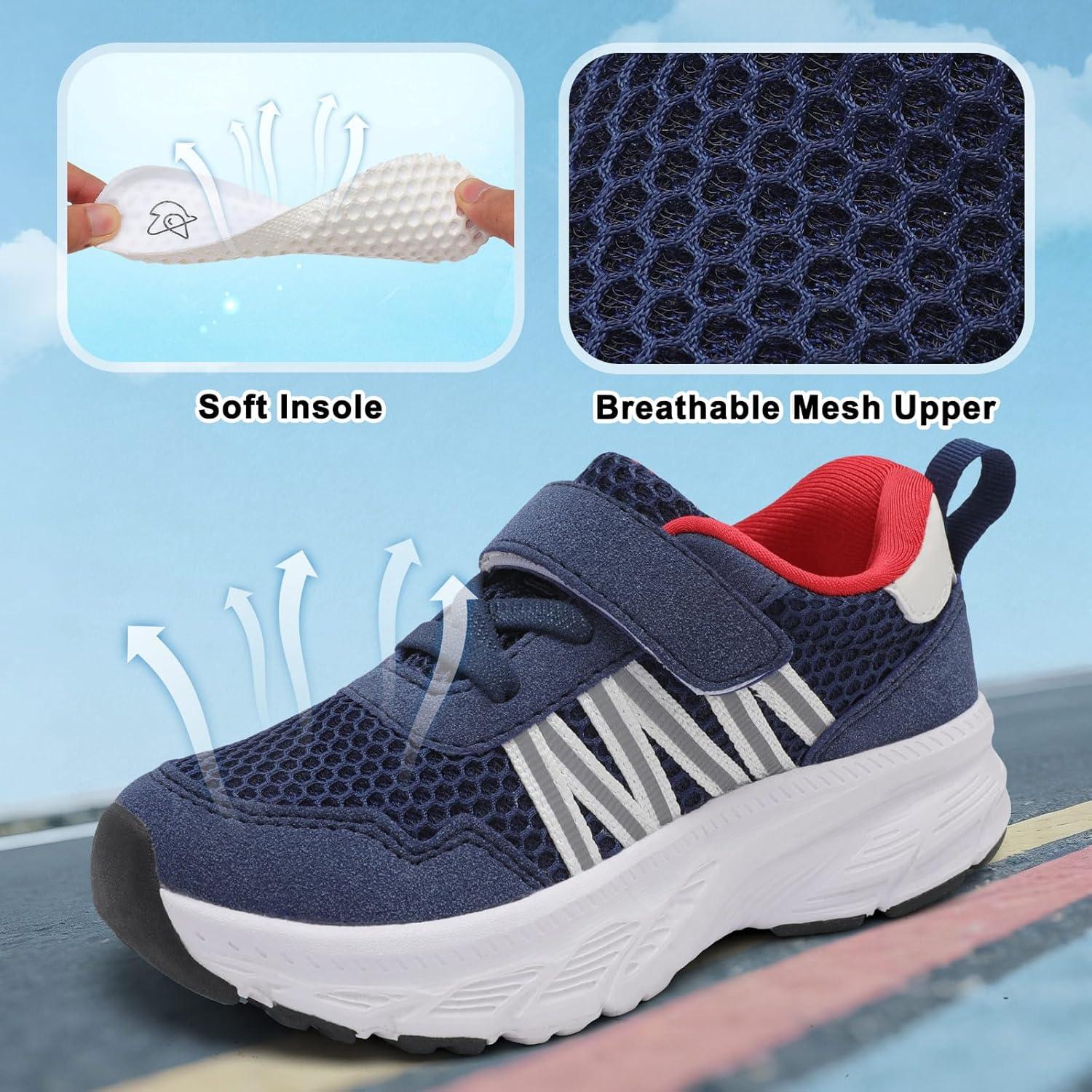 imageLeIsfIt Toddler Sneakers Girls Boys Tennis Shoes Kids Breathable Running Shoes Lightweight Athletic Sneakers for Toddler Little KidNavy