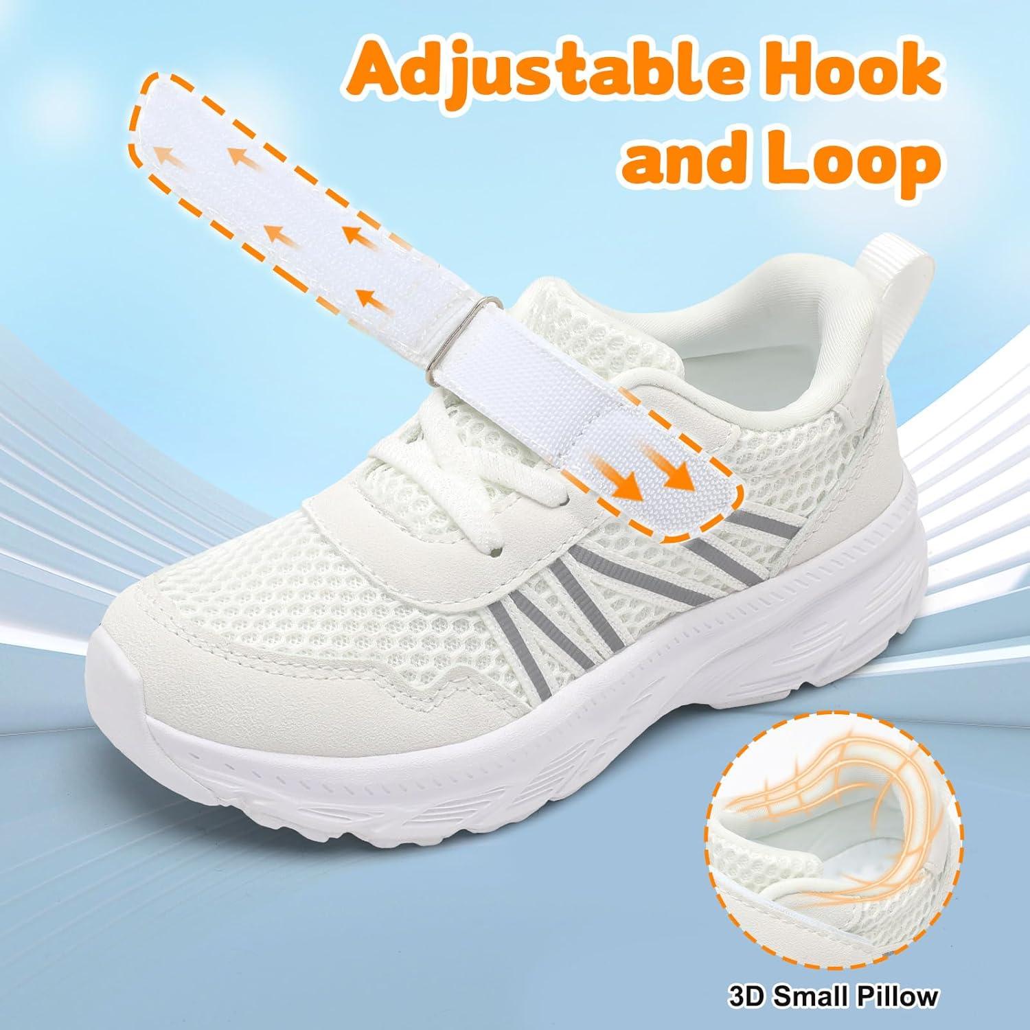 imageLeIsfIt Toddler Sneakers Girls Boys Tennis Shoes Kids Breathable Running Shoes Lightweight Athletic Sneakers for Toddler Little KidWhite