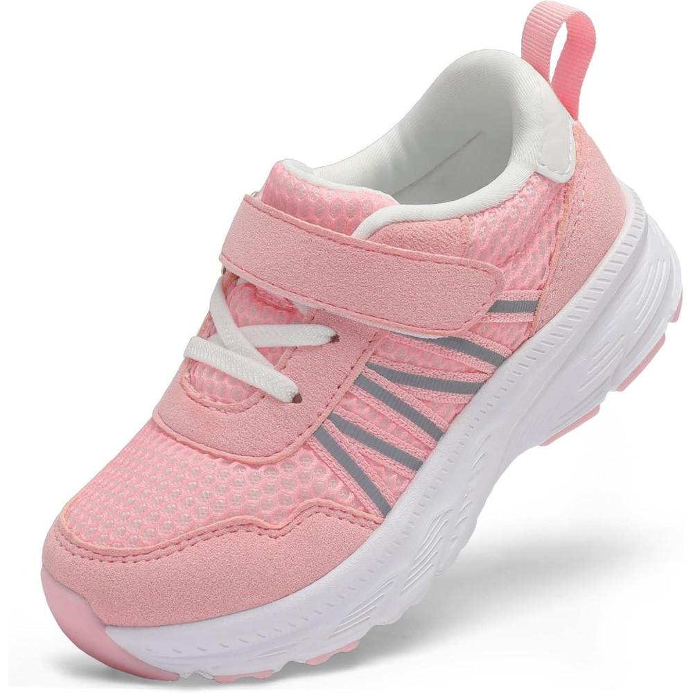 imageLeIsfIt Toddler Sneakers Girls Boys Tennis Shoes Kids Breathable Running Shoes Lightweight Athletic Sneakers for Toddler Little KidPink