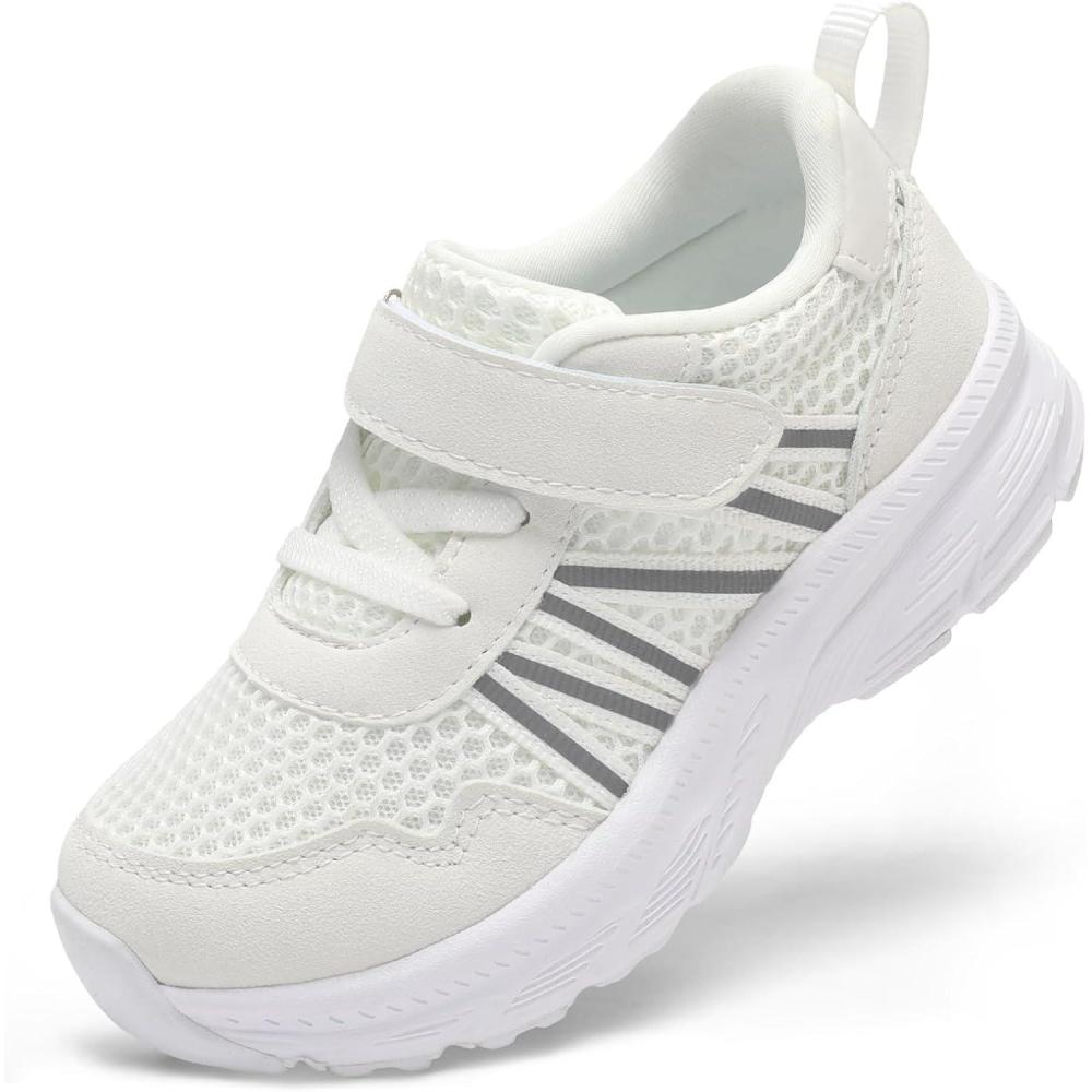 imageLeIsfIt Toddler Sneakers Girls Boys Tennis Shoes Kids Breathable Running Shoes Lightweight Athletic Sneakers for Toddler Little KidWhite
