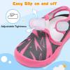 LeIsfIt Toddler Sandals Boys Girls Wide Sandals Kids Water Sandal Shoes Lightweight Barefoot Summer Shoes for Indoor Outdoor(Rose Black)