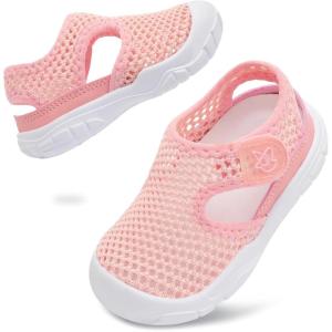 LeIsfIt Toddler Sandals Boys Girls Wide Sandals Kids Water Sandal Shoes Lightweight Barefoot Summer Shoes for Indoor Outdoor(A-pink)