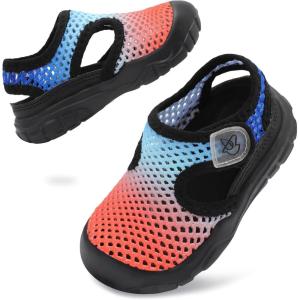LeIsfIt Toddler Sandals Boys Girls Wide Sandals Kids Water Sandal Shoes Lightweight Barefoot Summer Shoes for Indoor Outdoor(Black Color)
