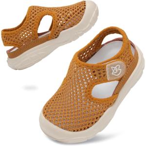 LeIsfIt Toddler Sandals Boys Girls Wide Sandals Kids Water Sandal Shoes Lightweight Barefoot Summer Shoes for Indoor Outdoor(Brown)