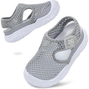 LeIsfIt Toddler Sandals Boys Girls Wide Sandals Kids Water Sandal Shoes Lightweight Barefoot Summer Shoes for Indoor Outdoor(Grey)