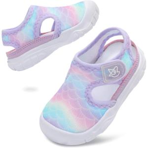 LeIsfIt Toddler Sandals Boys Girls Wide Sandals Kids Water Sandal Shoes Lightweight Barefoot Summer Shoes for Indoor Outdoor(Purple Scale)