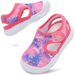 LeIsfIt Toddler Sandals Boys Girls Wide Sandals Kids Water Sandal Shoes Lightweight Barefoot Summer Shoes for Indoor Outdoor(Rose Purple)