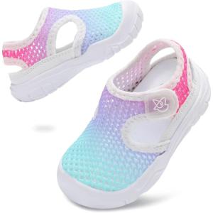 LeIsfIt Toddler Sandals Boys Girls Wide Sandals Kids Water Sandal Shoes Lightweight Barefoot Summer Shoes for Indoor Outdoor(White Color)