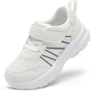 LeIsfIt Toddler Sneakers Girls Boys Tennis Shoes Kids Breathable Running Shoes Lightweight Athletic Sneakers for Toddler Little Kid(White)