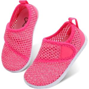 LeIsfIt Toddler Water Shoes Boys Girls Barefoot Aqua Socks Kids Breathable Quick-Dry Swim Shoes for Beach Pool Surf(Rose/Knit)