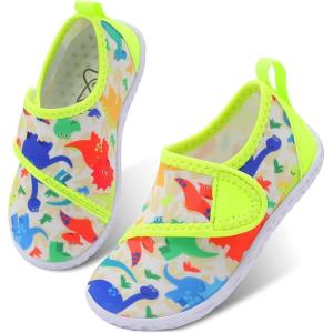 LeIsfIt Toddler Water Shoes Boys Girls Barefoot Aqua Socks Kids Breathable Quick-Dry Swim Shoes for Beach Pool Surf(Yellow Dinosaur)