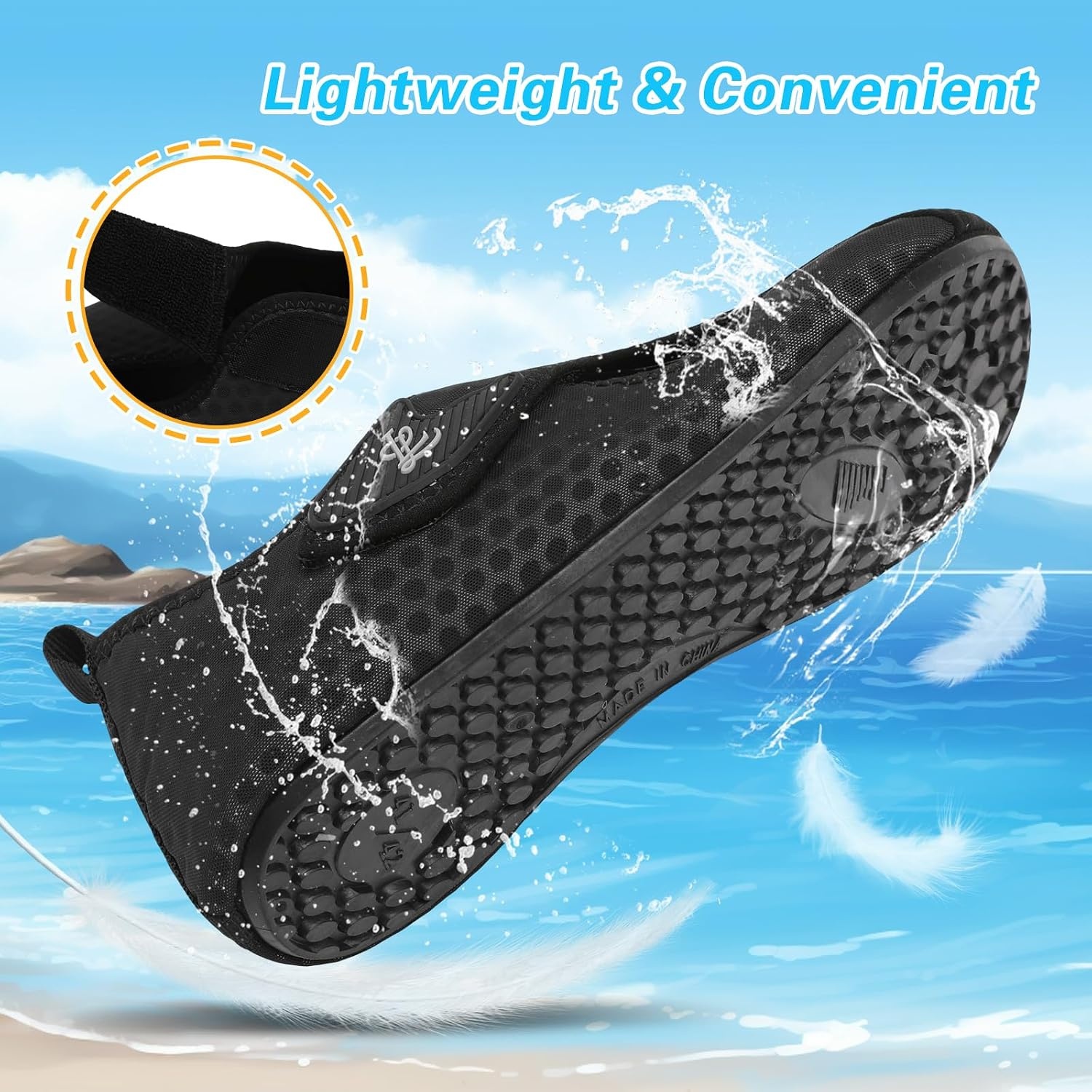 image:imageLeIsfIt Water Shoes for Women Men Swim Beach Barefoot Shoes Quick Dry Aqua Socks for Pool Diving Boating River Yoga Lake SurfBlack