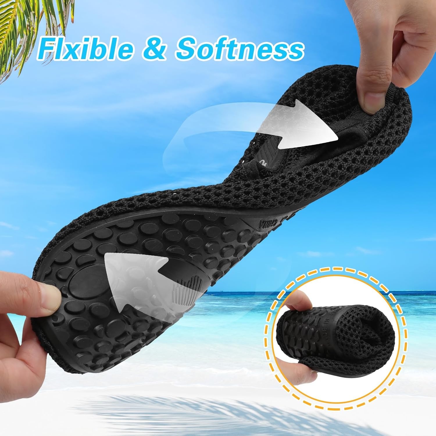 image:imageLeIsfIt Water Shoes for Women Men Swim Beach Barefoot Shoes Quick Dry Aqua Socks for Pool Diving Boating River Yoga Lake SurfBlackKnit