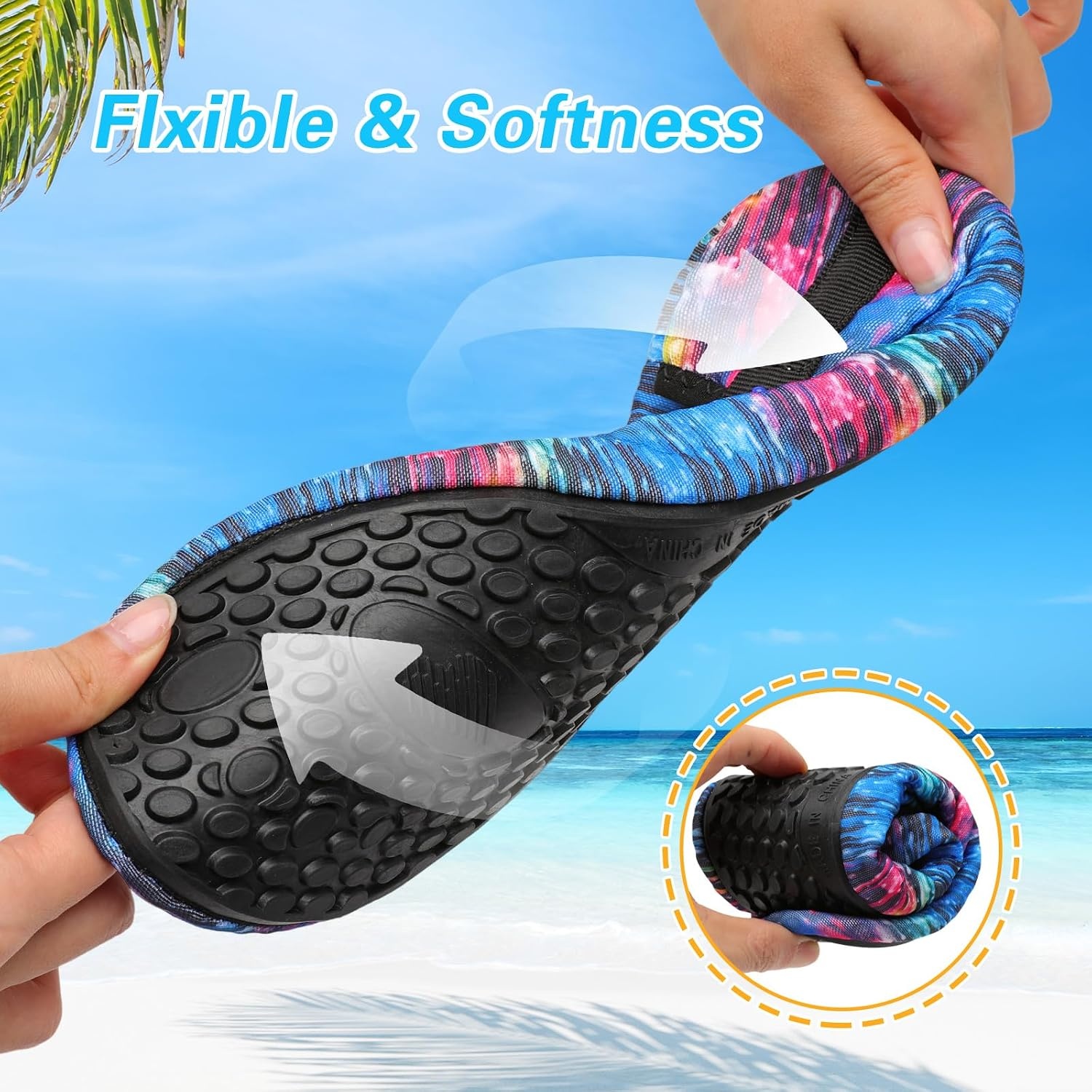 image:imageLeIsfIt Water Shoes for Women Men Swim Beach Barefoot Shoes Quick Dry Aqua Socks for Pool Diving Boating River Yoga Lake SurfBlue Pattern