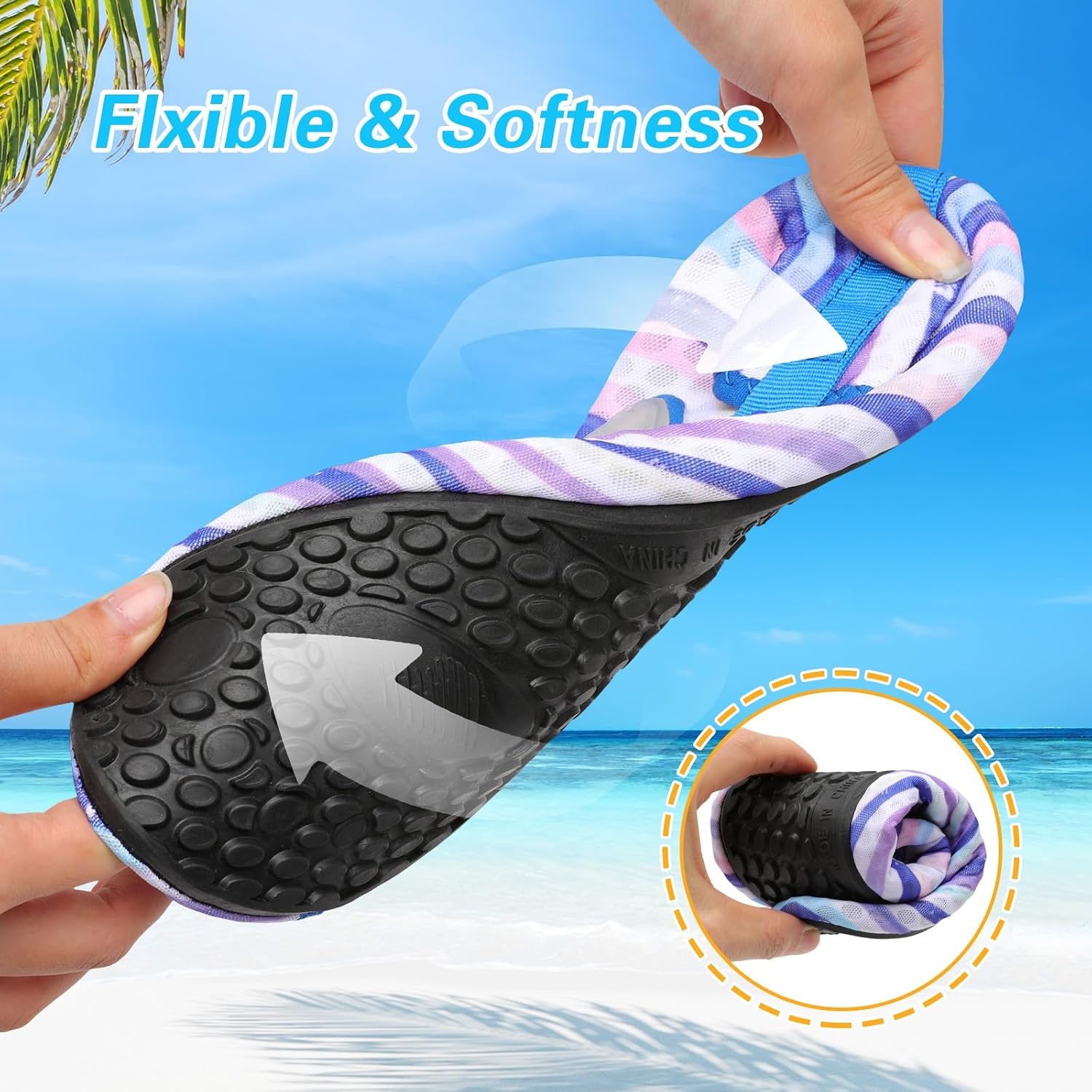 image:imageLeIsfIt Water Shoes for Women Men Swim Beach Barefoot Shoes Quick Dry Aqua Socks for Pool Diving Boating River Yoga Lake SurfBlue Stripes