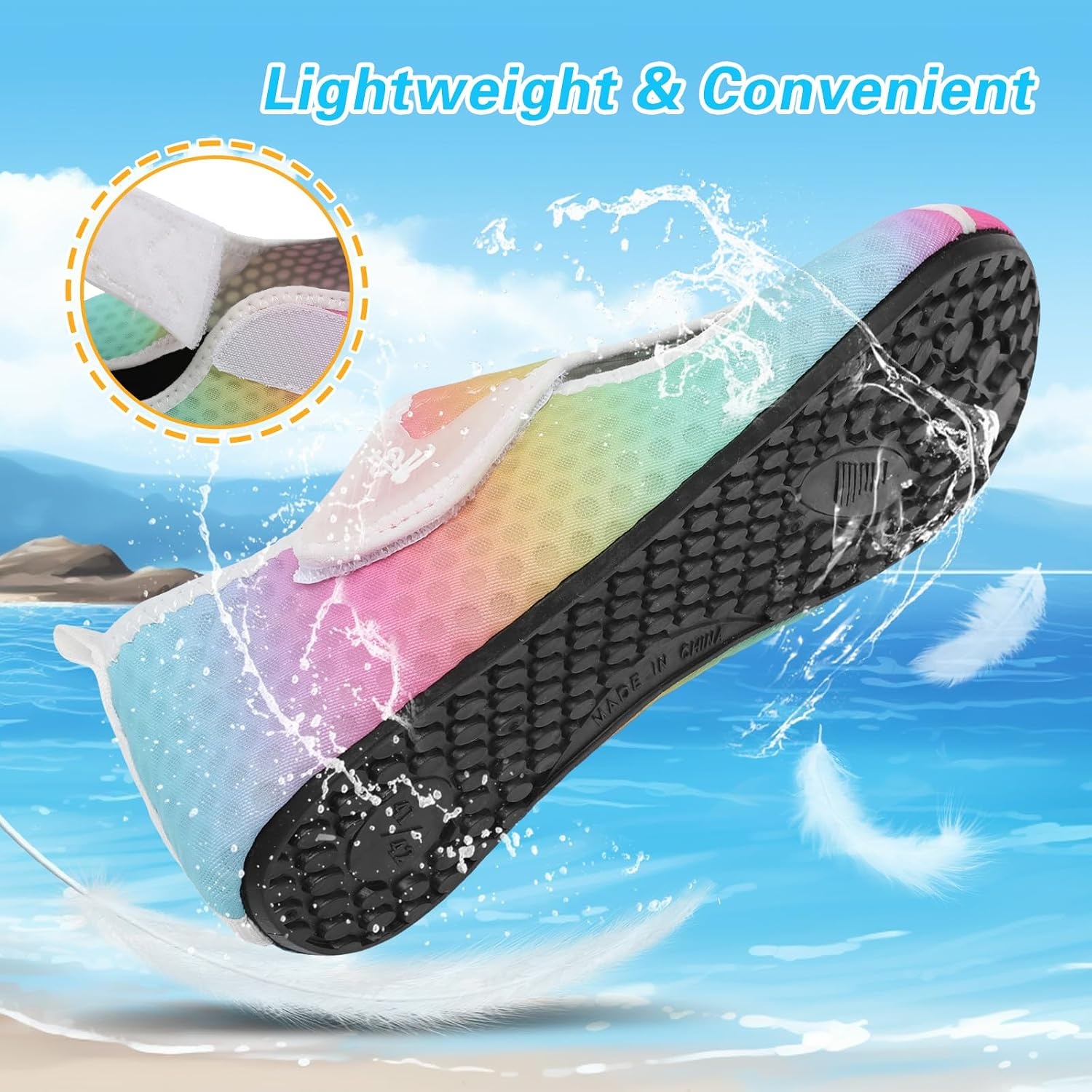image:imageLeIsfIt Water Shoes for Women Men Swim Beach Barefoot Shoes Quick Dry Aqua Socks for Pool Diving Boating River Yoga Lake SurfColor