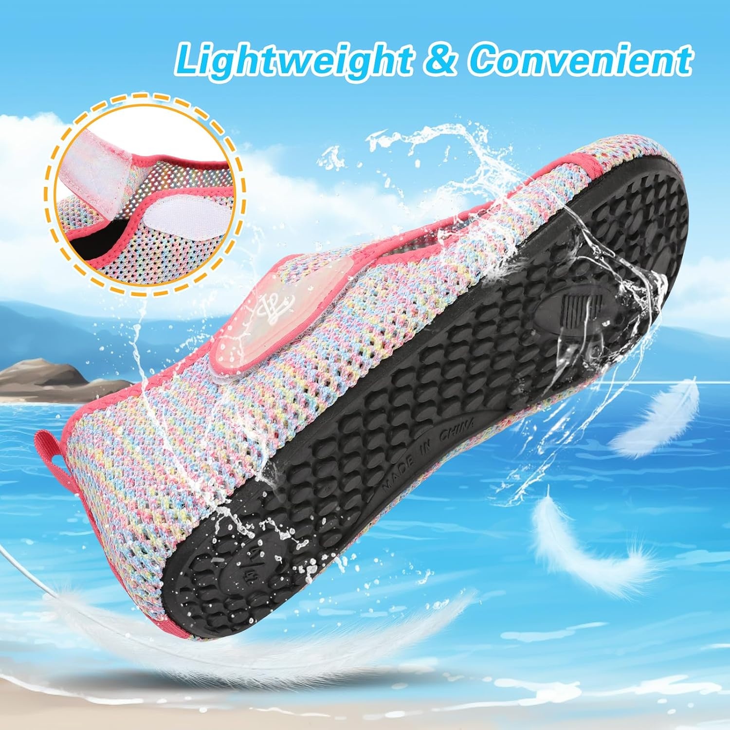 image:imageLeIsfIt Water Shoes for Women Men Swim Beach Barefoot Shoes Quick Dry Aqua Socks for Pool Diving Boating River Yoga Lake SurfColorful
