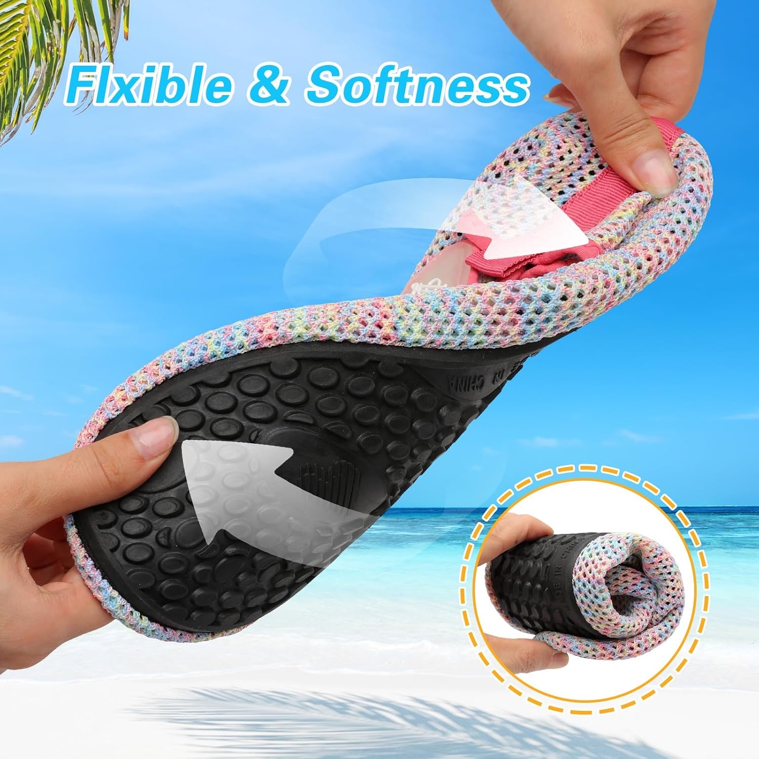 image:imageLeIsfIt Water Shoes for Women Men Swim Beach Barefoot Shoes Quick Dry Aqua Socks for Pool Diving Boating River Yoga Lake SurfColorful