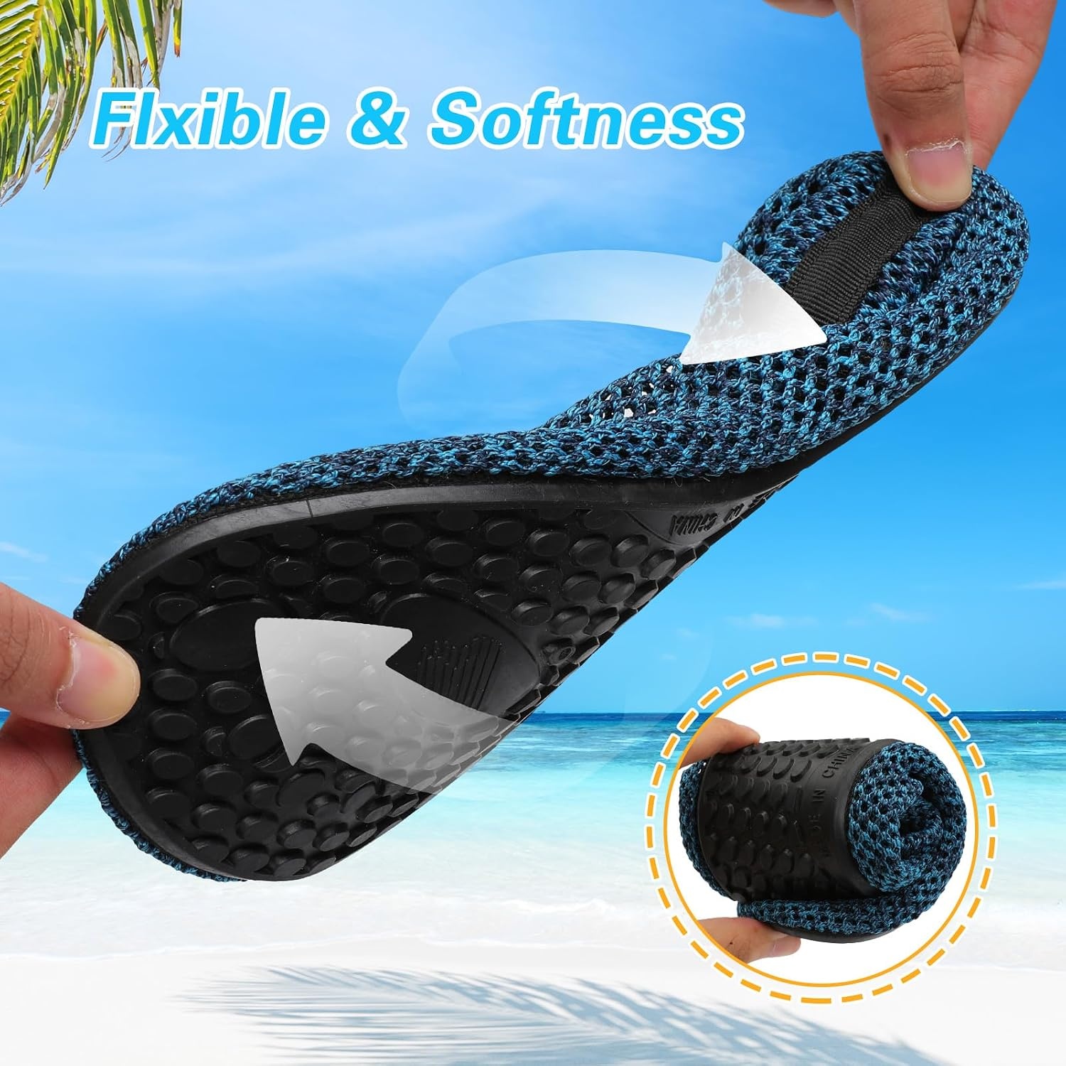 image:imageLeIsfIt Water Shoes for Women Men Swim Beach Barefoot Shoes Quick Dry Aqua Socks for Pool Diving Boating River Yoga Lake SurfCyan