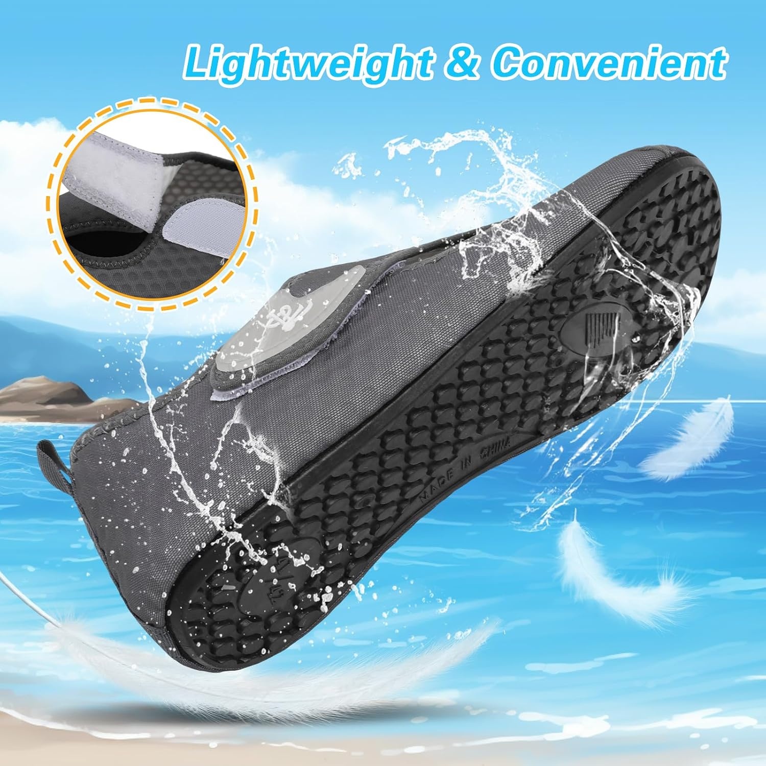 image:imageLeIsfIt Water Shoes for Women Men Swim Beach Barefoot Shoes Quick Dry Aqua Socks for Pool Diving Boating River Yoga Lake SurfDark Grey