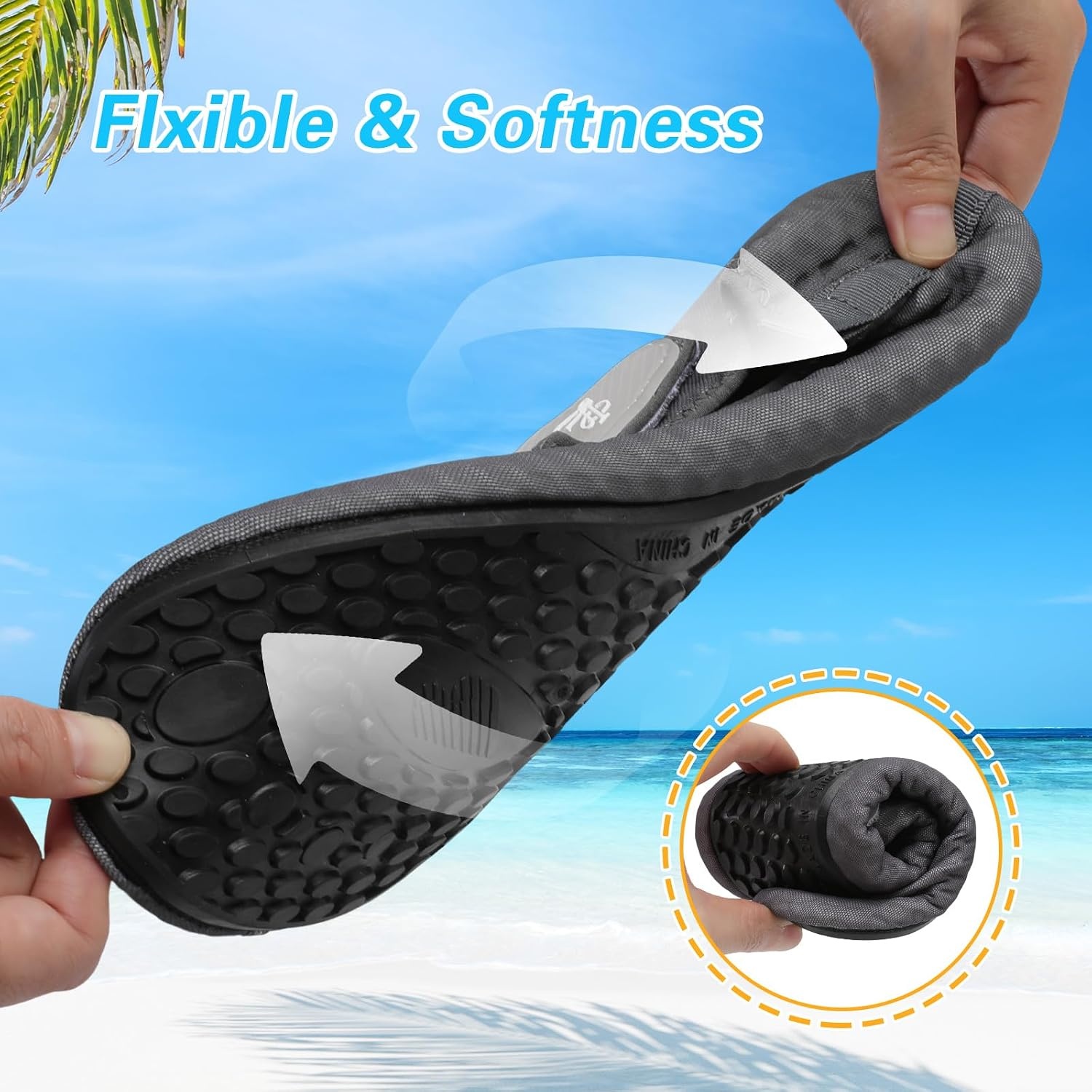 image:imageLeIsfIt Water Shoes for Women Men Swim Beach Barefoot Shoes Quick Dry Aqua Socks for Pool Diving Boating River Yoga Lake SurfDark Grey