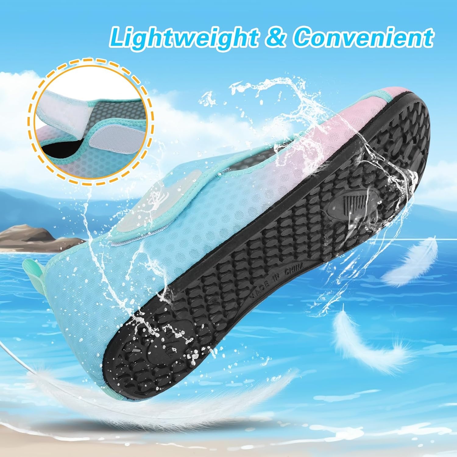image:imageLeIsfIt Water Shoes for Women Men Swim Beach Barefoot Shoes Quick Dry Aqua Socks for Pool Diving Boating River Yoga Lake SurfGreen Pink