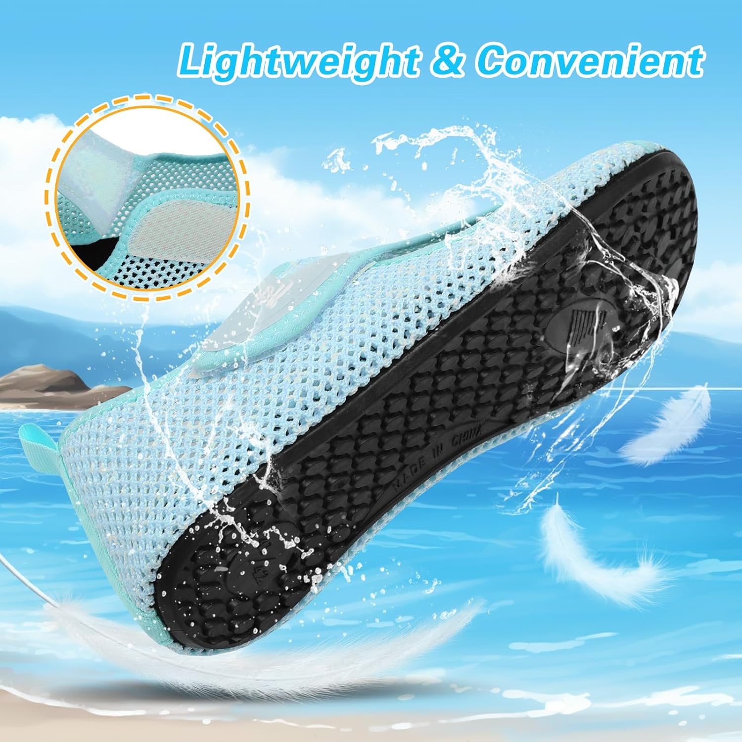 image:imageLeIsfIt Water Shoes for Women Men Swim Beach Barefoot Shoes Quick Dry Aqua Socks for Pool Diving Boating River Yoga Lake SurfGreenKnit