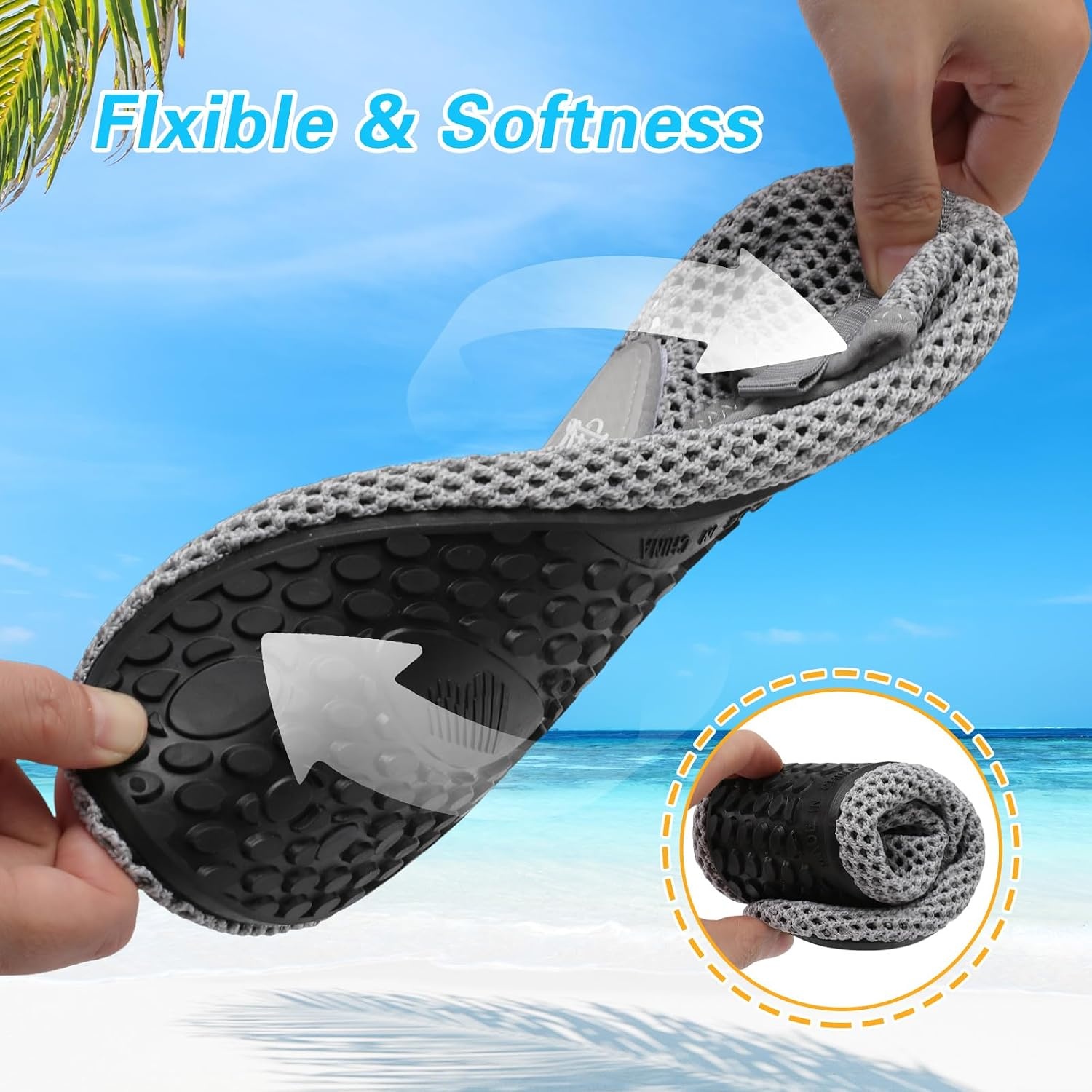 image:imageLeIsfIt Water Shoes for Women Men Swim Beach Barefoot Shoes Quick Dry Aqua Socks for Pool Diving Boating River Yoga Lake SurfGreyKnit