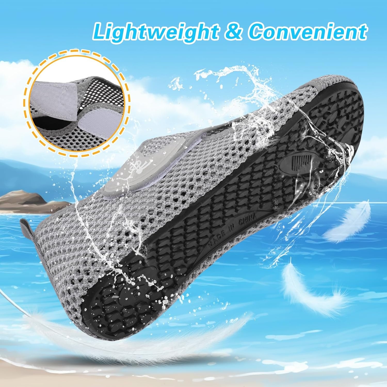 image:imageLeIsfIt Water Shoes for Women Men Swim Beach Barefoot Shoes Quick Dry Aqua Socks for Pool Diving Boating River Yoga Lake SurfGreyKnit