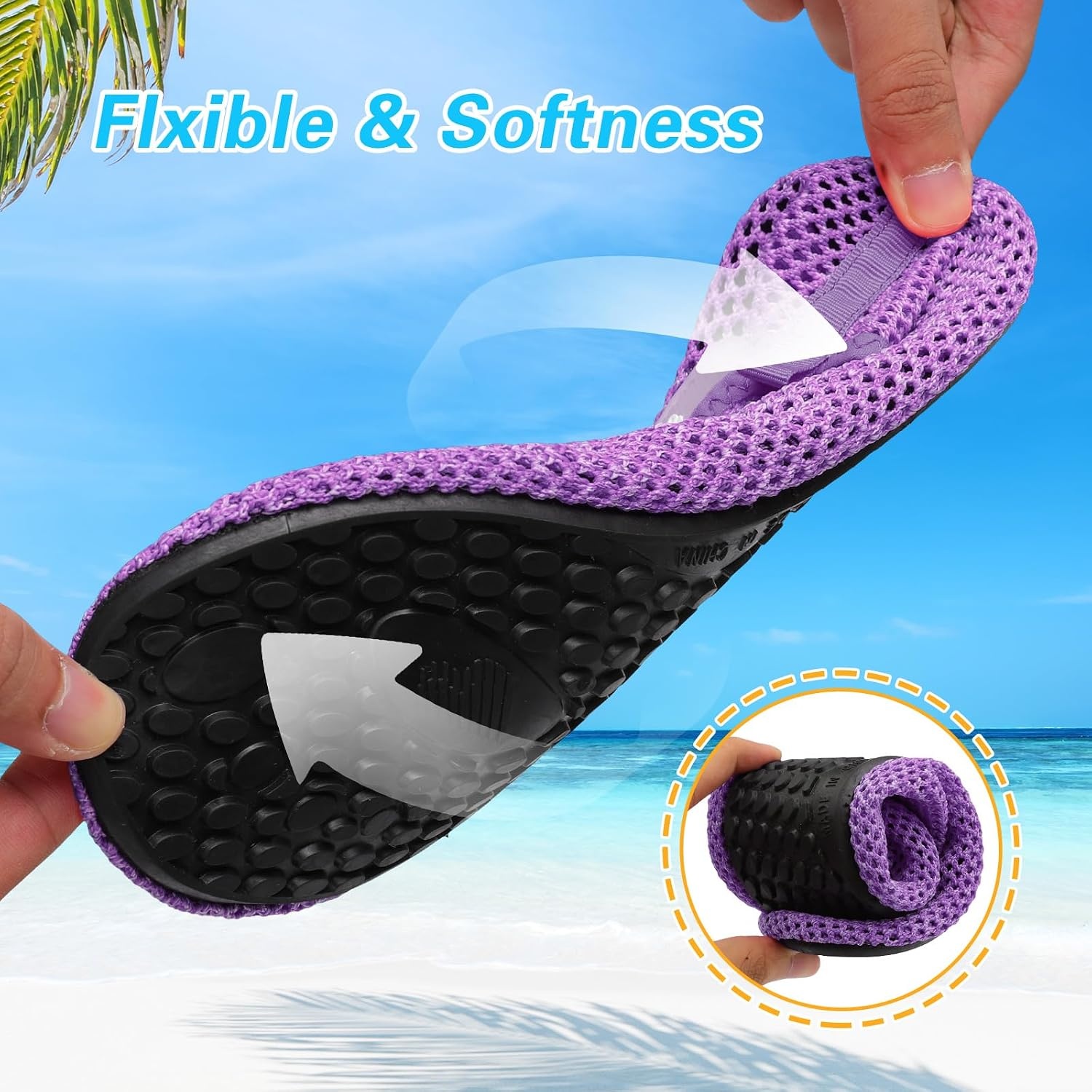 image:imageLeIsfIt Water Shoes for Women Men Swim Beach Barefoot Shoes Quick Dry Aqua Socks for Pool Diving Boating River Yoga Lake SurfPurpleKnit