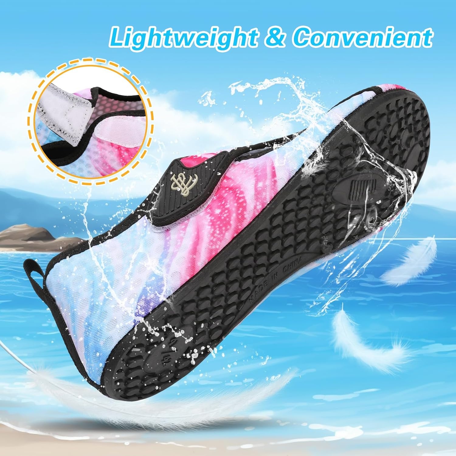 image:imageLeIsfIt Water Shoes for Women Men Swim Beach Barefoot Shoes Quick Dry Aqua Socks for Pool Diving Boating River Yoga Lake SurfRose Blue