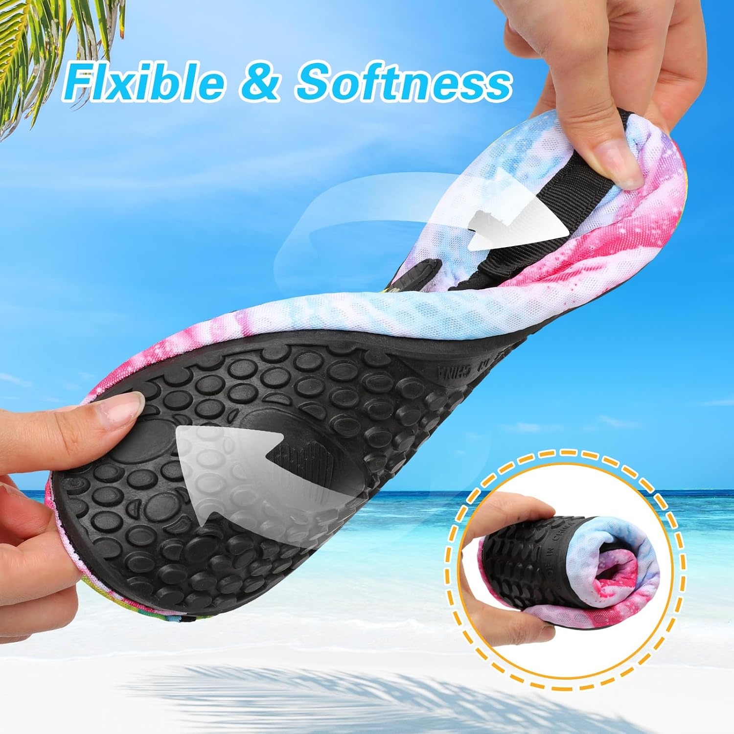 image:imageLeIsfIt Water Shoes for Women Men Swim Beach Barefoot Shoes Quick Dry Aqua Socks for Pool Diving Boating River Yoga Lake SurfRose Blue
