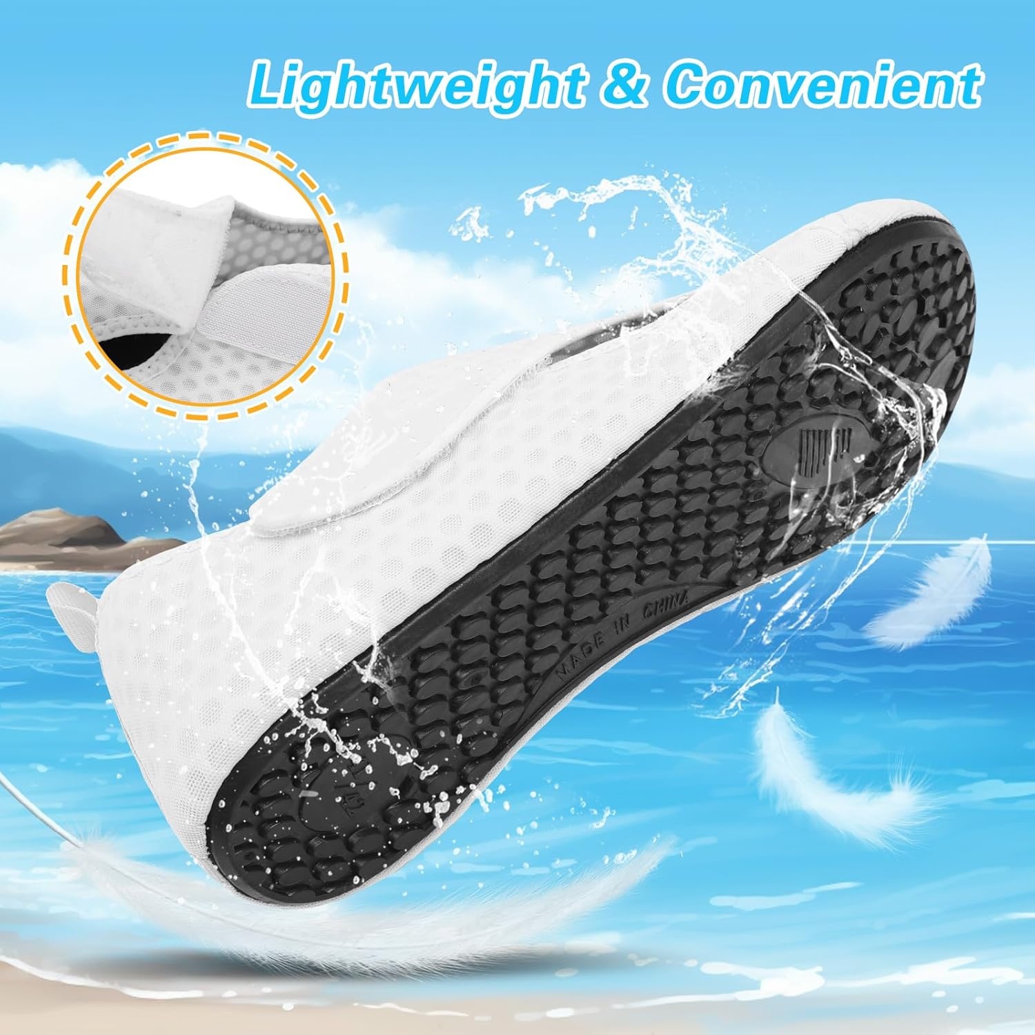 image:imageLeIsfIt Water Shoes for Women Men Swim Beach Barefoot Shoes Quick Dry Aqua Socks for Pool Diving Boating River Yoga Lake SurfWhite