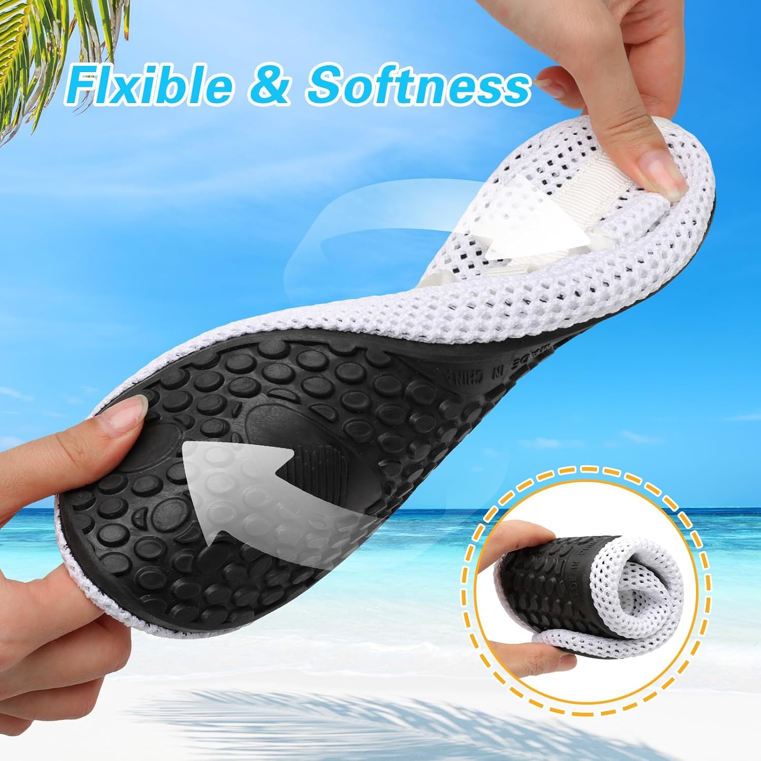 image:imageLeIsfIt Water Shoes for Women Men Swim Beach Barefoot Shoes Quick Dry Aqua Socks for Pool Diving Boating River Yoga Lake SurfWhiteKnit