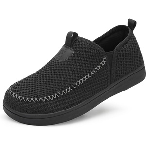 LeIsfIt Men’s Barefoot Slip-On Shoes Wide Toe Box Breathable Walking Shoes Non-Slip Zero Drop Footwear for Everyday Work Travel & Outdoor Activities(Black)