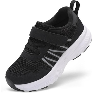 LeIsfIt Toddler Shoes Boys Girls Lightweight Athletic Sneakers Kids Non-Slip Cushioned Sneakers for Daily Play & Running(Black)