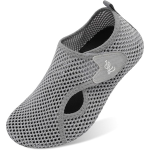 LeIsfIt Water Shoes for Women Men Swim Beach Barefoot Shoes Quick Dry Aqua Socks for Pool Diving Boating River Yoga Lake Surf(Grey/Knit)