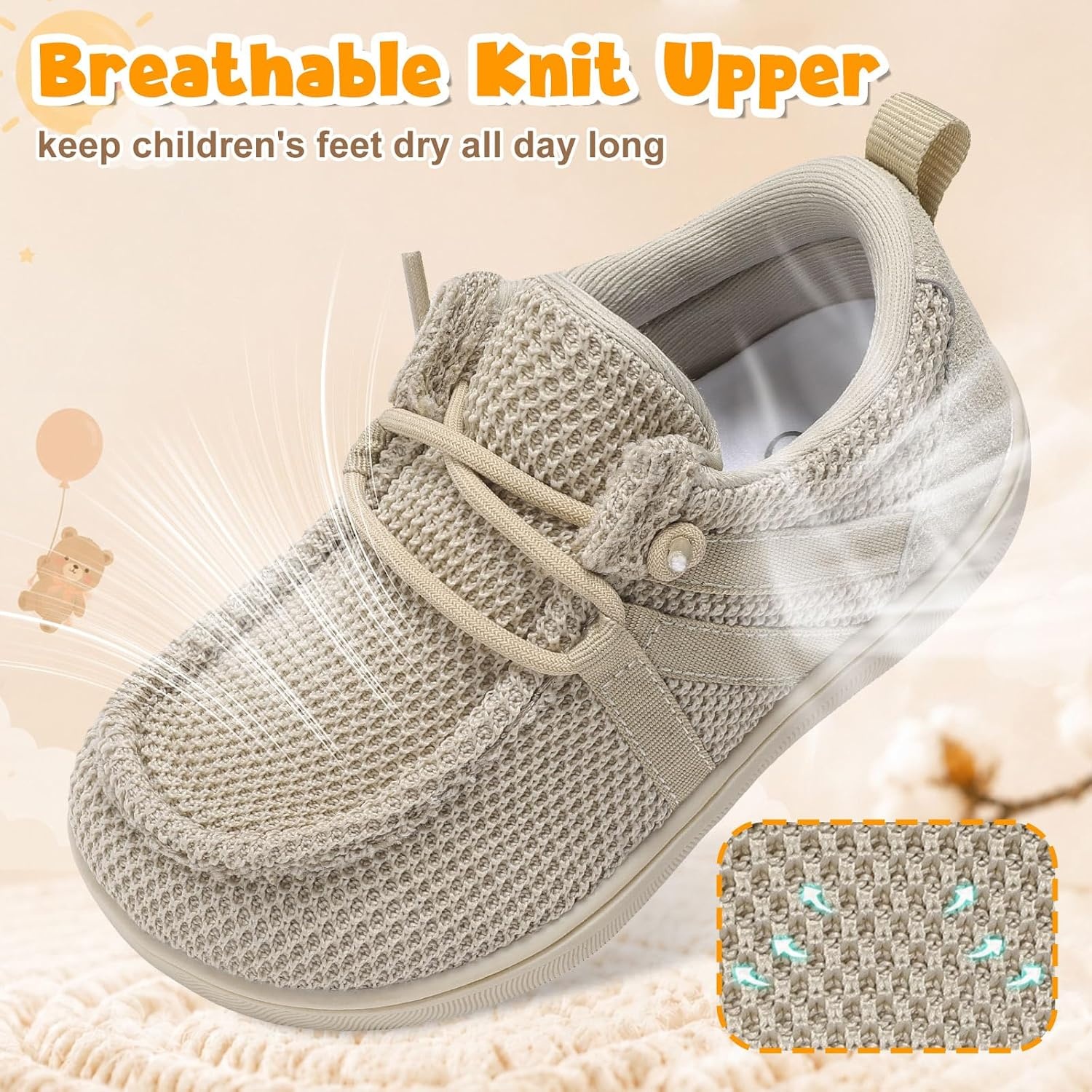image:imageLeIsfIt Barefoot Toddler Shoes Wide Toe Box SlipOn Casual Shoes for Boys amp Girls Breathable Flexible Loafers for Indoor amp OutdoorBeige
