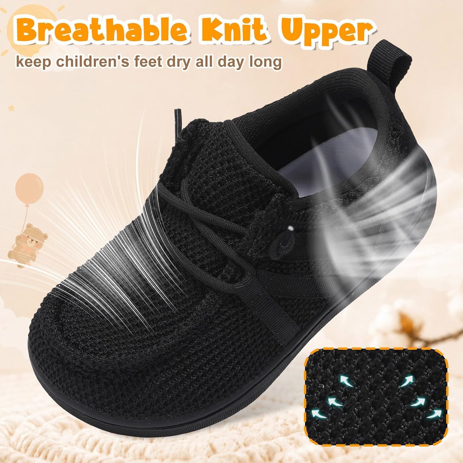image:imageLeIsfIt Barefoot Toddler Shoes Wide Toe Box SlipOn Casual Shoes for Boys amp Girls Breathable Flexible Loafers for Indoor amp OutdoorBlack