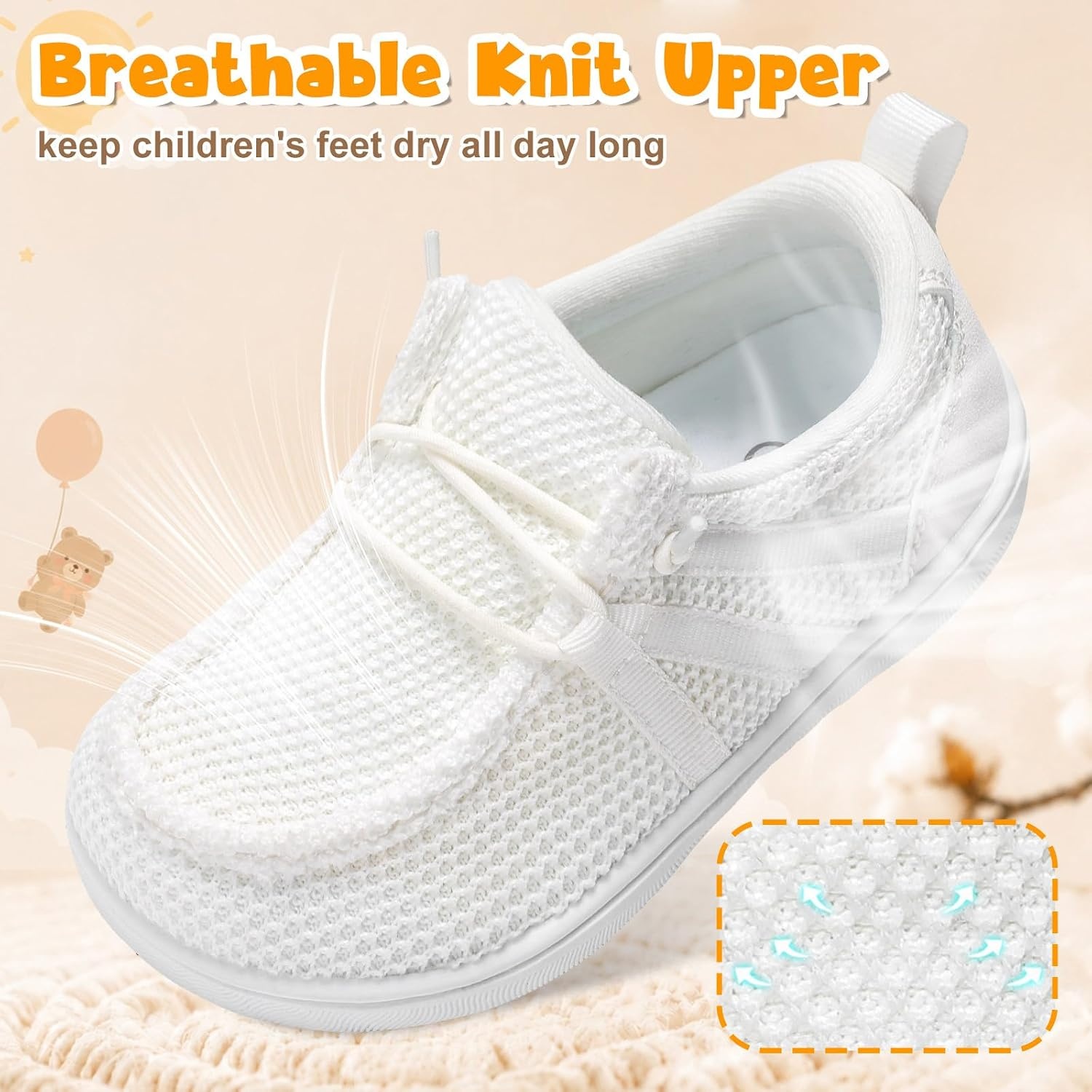 image:imageLeIsfIt Barefoot Toddler Shoes Wide Toe Box SlipOn Casual Shoes for Boys amp Girls Breathable Flexible Loafers for Indoor amp OutdoorWhite