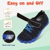 LeIsfIt Kids Barefoot Shoes Boys Girls Wide Toe Box Zero Drop Sneakers | Breathable Knit Upper, Hook and Loop Closure, Anti-Slip Outsole, Reinforced Toe, Minimalist, Hiking, Climbing, Outdoor(Blue)