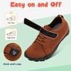 LeIsfIt Kids Barefoot Shoes Boys Girls Wide Toe Box Zero Drop Sneakers | Breathable Knit Upper, Hook and Loop Closure, Anti-Slip Outsole, Reinforced Toe, Minimalist, Hiking, Climbing, Outdoor(Dark Brown)