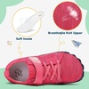 LeIsfIt Kids Barefoot Shoes Boys Girls Wide Toe Box Zero Drop Sneakers | Breathable Knit Upper, Hook and Loop Closure, Anti-Slip Outsole, Reinforced Toe, Minimalist, Hiking, Climbing, Outdoor(Rosepink)