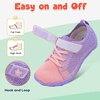 LeIsfIt Kids Barefoot Shoes Boys Girls Wide Toe Box Zero Drop Sneakers | Breathable Knit Upper, Hook and Loop Closure, Anti-Slip Outsole, Reinforced Toe, Minimalist, Hiking, Climbing, Outdoor(Pinkpurple)