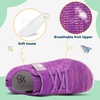 LeIsfIt Kids Barefoot Shoes Boys Girls Wide Toe Box Zero Drop Sneakers | Breathable Knit Upper, Hook and Loop Closure, Anti-Slip Outsole, Reinforced Toe, Minimalist, Hiking, Climbing, Outdoor(Purple)