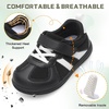 LeIsfIt Toddler Sneakers Boys Girls Wide Toe Box Barefoot Shoes | Zero Drop Sole, Hook and Loop Closure, Breathable Mesh Upper, Removable Insole, Non-Slip Sole, Walking Tennis Outdoor Play(Black)