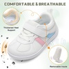 LeIsfIt Toddler Sneakers Boys Girls Wide Toe Box Barefoot Shoes | Zero Drop Sole, Hook and Loop Closure, Breathable Mesh Upper, Removable Insole, Non-Slip Sole, Walking Tennis Outdoor Play(White)