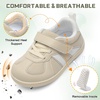 LeIsfIt Toddler Sneakers Boys Girls Wide Toe Box Barefoot Shoes | Zero Drop Sole, Hook and Loop Closure, Breathable Mesh Upper, Removable Insole, Non-Slip Sole, Walking Tennis Outdoor Play(Beige)